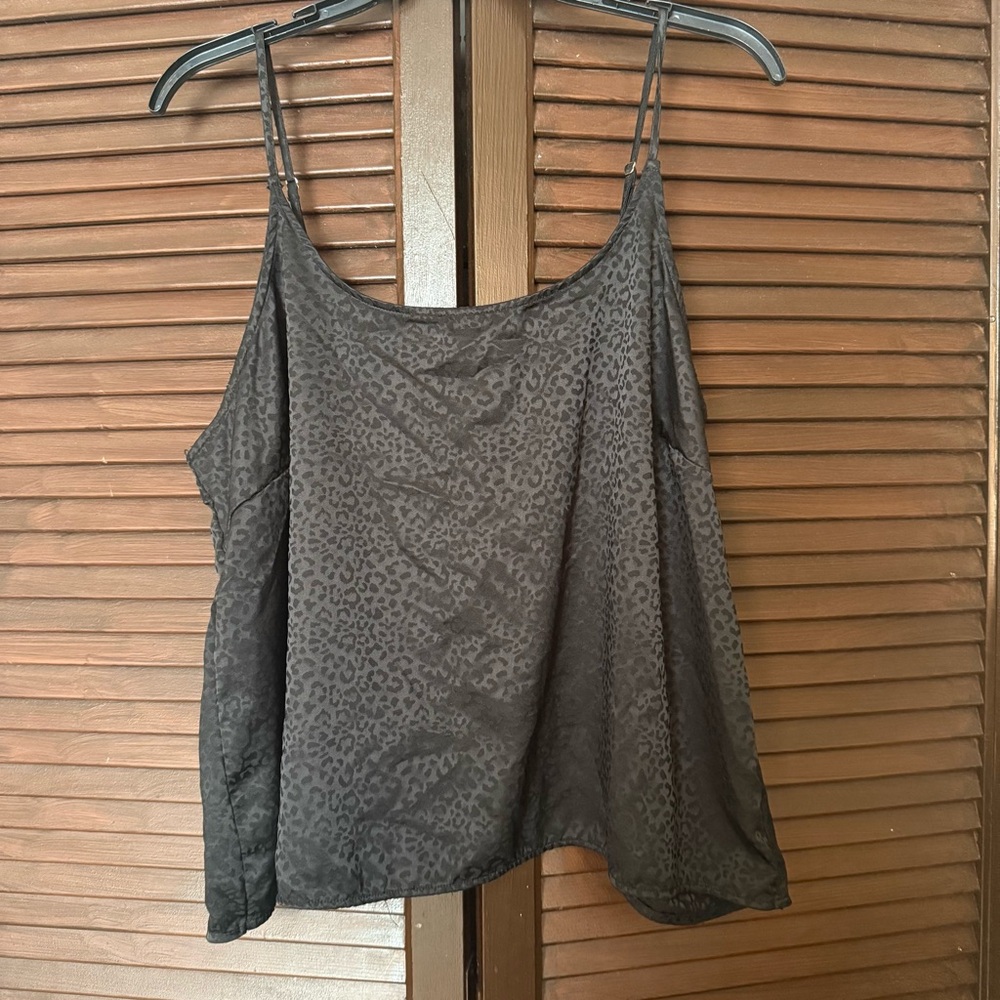 Black Leopard Print Open Back Tank